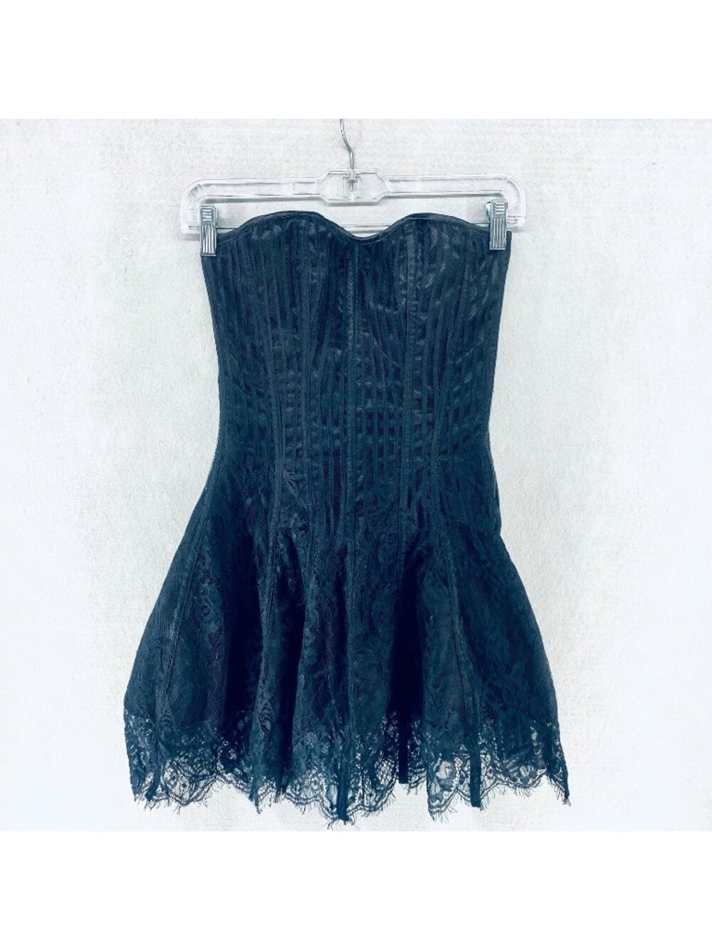Womens Whimsygoth Lace Dress S Black Corset Back Strapless Mini